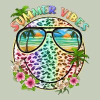 Summer Vibes With Smile Face And Leopard Ladies Tee | Teevron