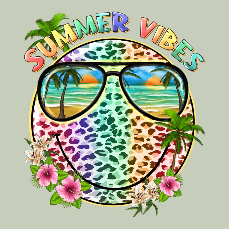 Summer Vibes With Smile Face And Leopard Ladies Tee by texasbilliewilder | Teevron