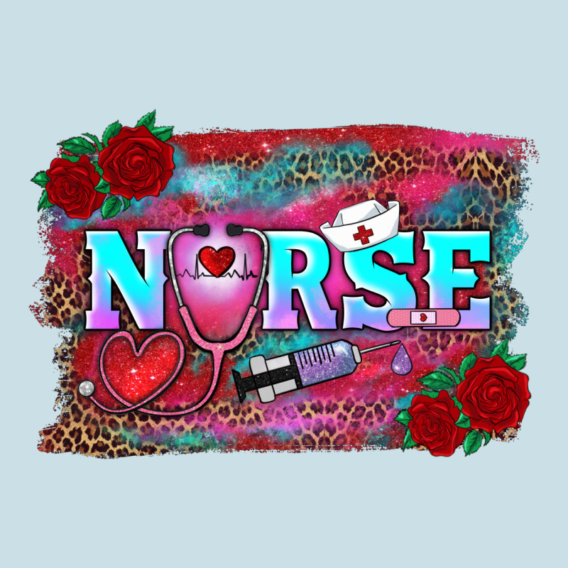 Valentine's Day Nurse With Leopard And Turquoise Background Ladies Tee by RanaPortraitStore | Teevron