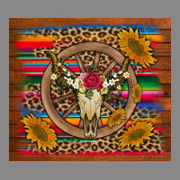 Serape Sunflowers Bull Skull Background Vintage Tee | Teevron
