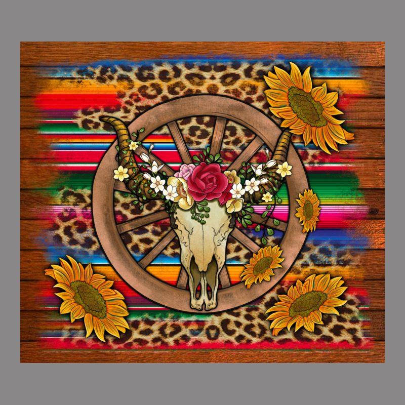 Serape Sunflowers Bull Skull Background Vintage Tee by Artiststas | Teevron