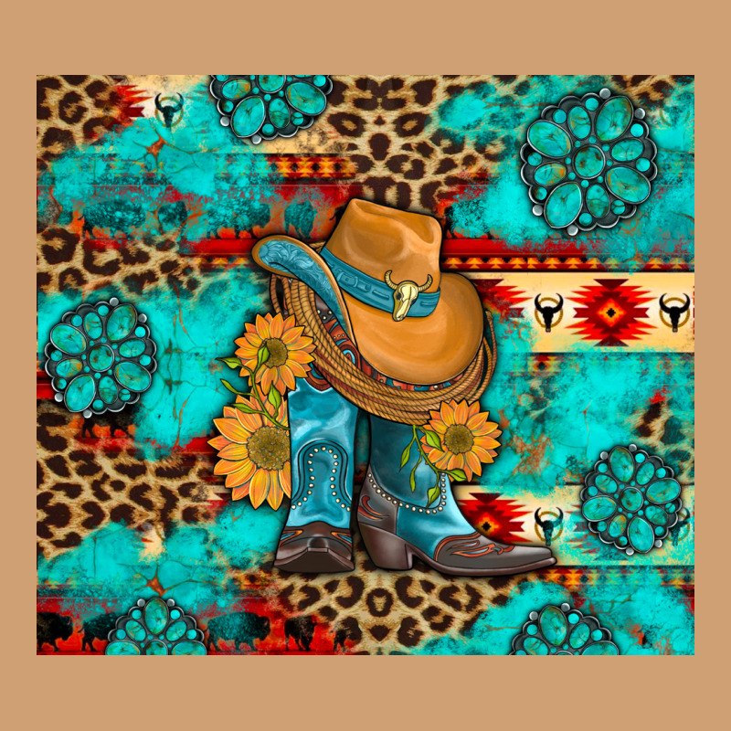 Cowboy Boots With Turquoise And Aztec Vintage Tee by Artiststas | Teevron