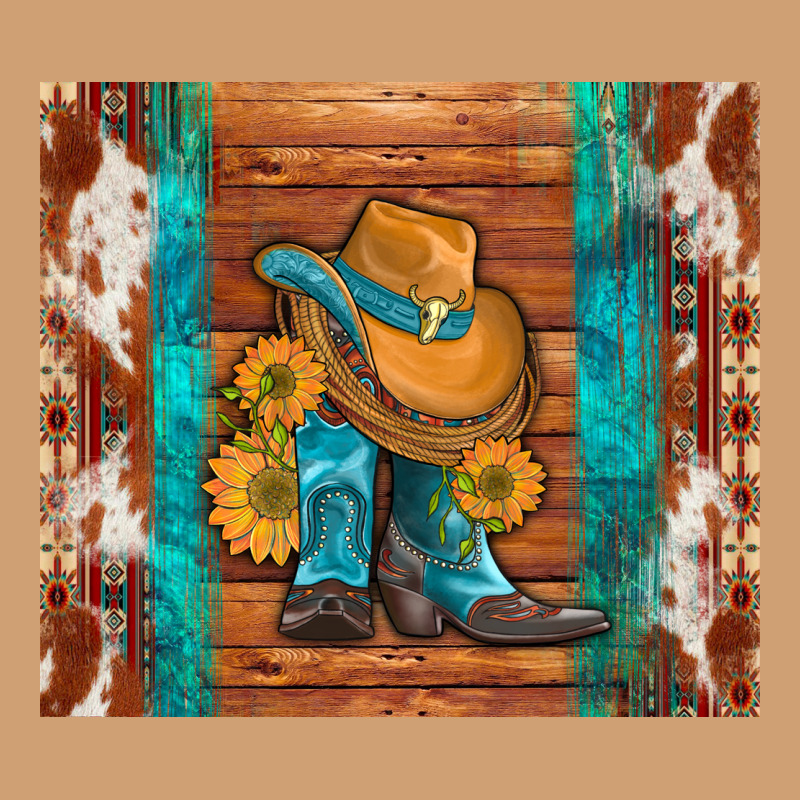 Cowboy Boots Turquoise Aztec Cowhide Vintage Tee by Artiststas | Teevron