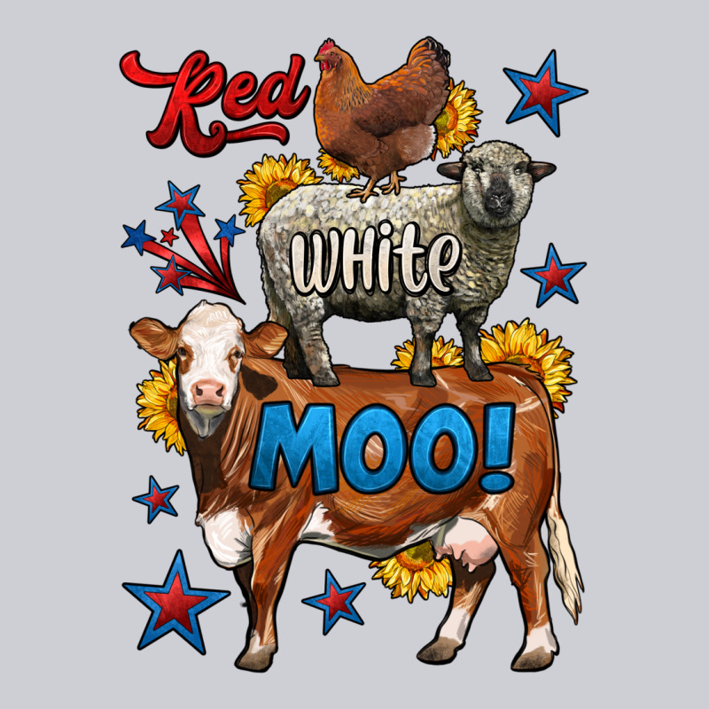 Red White Moo Farm Animals 4th Of July Heavyweight Sweatshirt by LillyAllenDesigns | Teevron