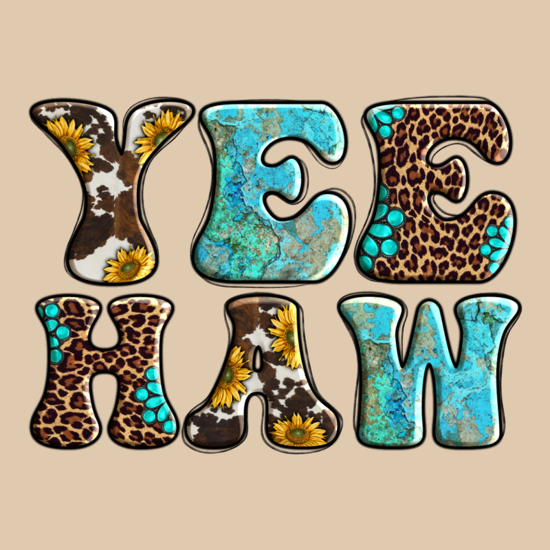 Western Sunflowers Turquoise Leopard Yee Haw Heavyweight Sweatshirt by BarkalooDesign | Teevron
