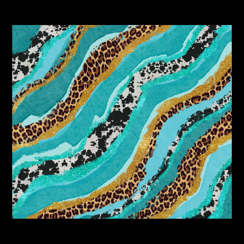 Turquoise Brushstrokes With Leopard And Cowhide Ladies Tee by RanaPortraitStore | Teevron