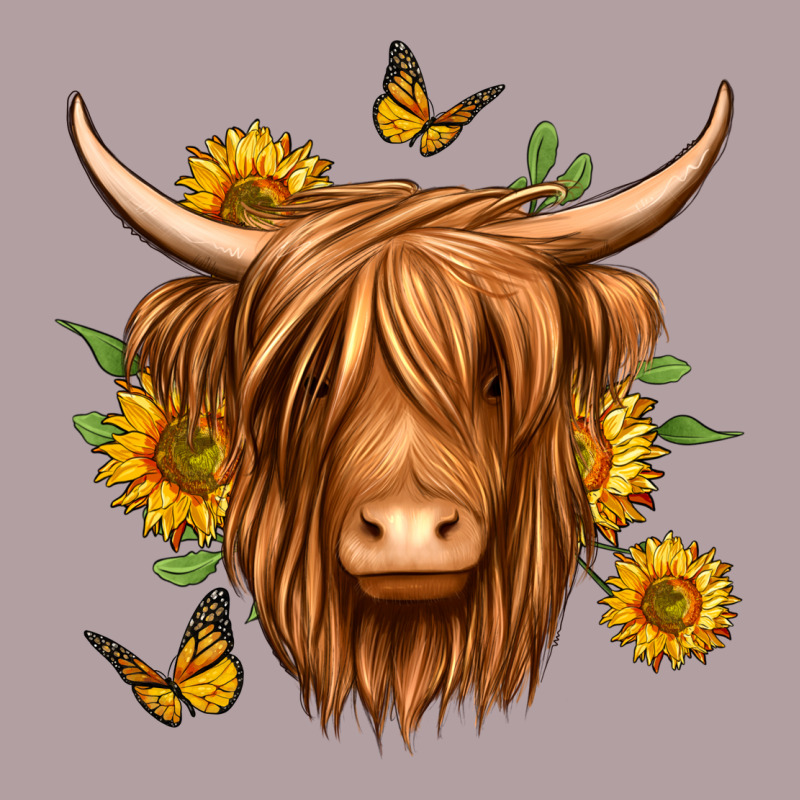 Sunflowers Long Haired Cow Vintage Hoodie by Jasminsmagicworld | Teevron