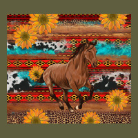 Western Horse And Sunflowers Cowhide Leopard With Aztec Vintage Tee | Teevron