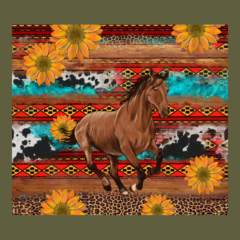 Western Horse And Sunflowers Cowhide Leopard With Aztec Vintage Tee by Artiststas | Teevron