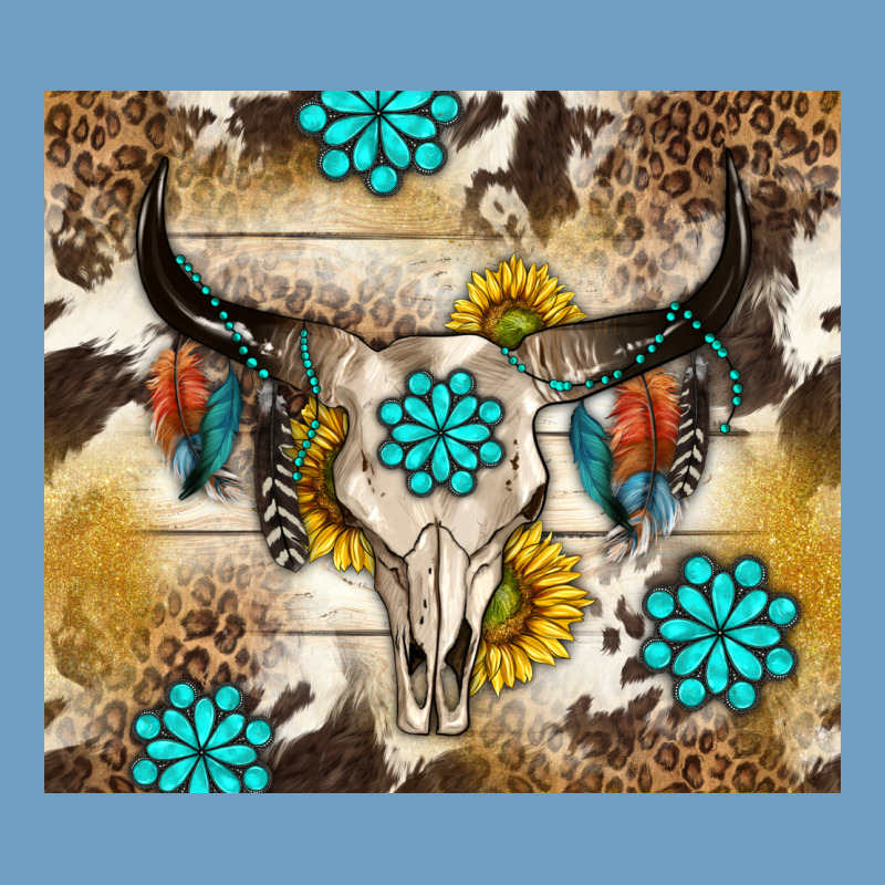 Cowhide Leopard Bull Skull Gemstone Urban Heavy Tee by NancyCooperArtShop | Teevron