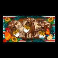 Western Cow Cockerel Chick  Serape Leopard Sunflowers License Plate Te Heavyweight Sweatshirt | Teevron