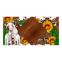 baby goats and sunflower and cactus with cowhide license plate | Teevron