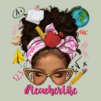 Afro Messy Bun Teacherlife Ladies Tee | Teevron