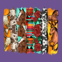 Western Horses Roses And Bullskulls Wıth Cowhide Amd Serape Brushstro Vintage Tee | Teevron