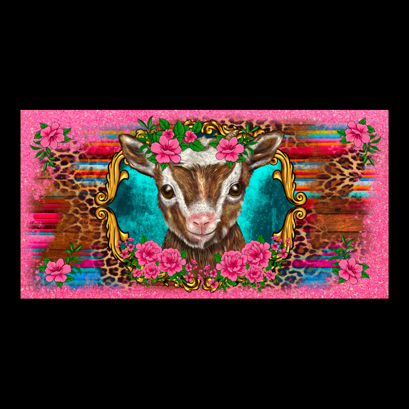 Western Baby Boer Goat Pink Flowers Serape Leopard Pink Glitter Patter Heavyweight Sweatshirt by BarkalooDesign | Teevron