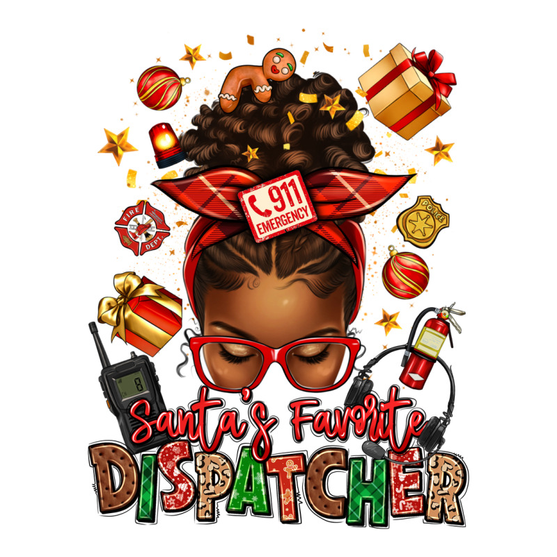 Santa's Favorite Dispatcher Afro Messy Bun Premium Tee by texasbilliewilder | Teevron