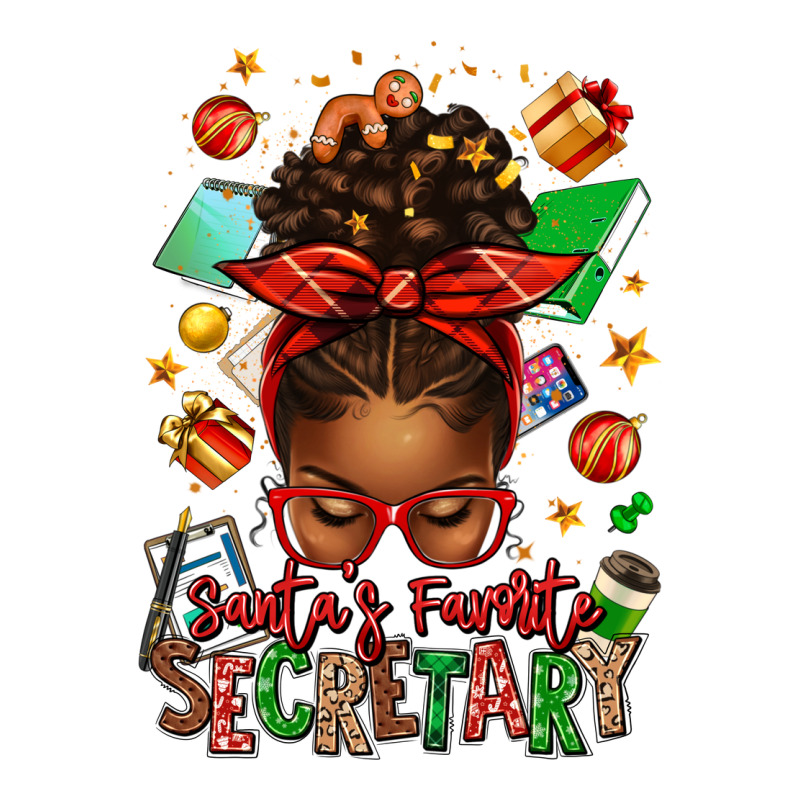 Santa's Favorite Secretary Afro Messy Bun Premium Tee by texasbilliewilder | Teevron
