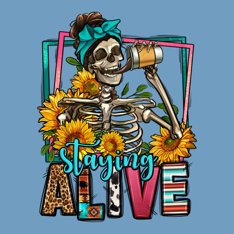 Staying Alive Coffee Drinking Skeleton Urban Heavy Tee by Jasminsmagicworld | Teevron