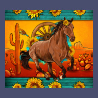 Western Sunset Galloping Horse Sunflower Vintage Tee | Teevron