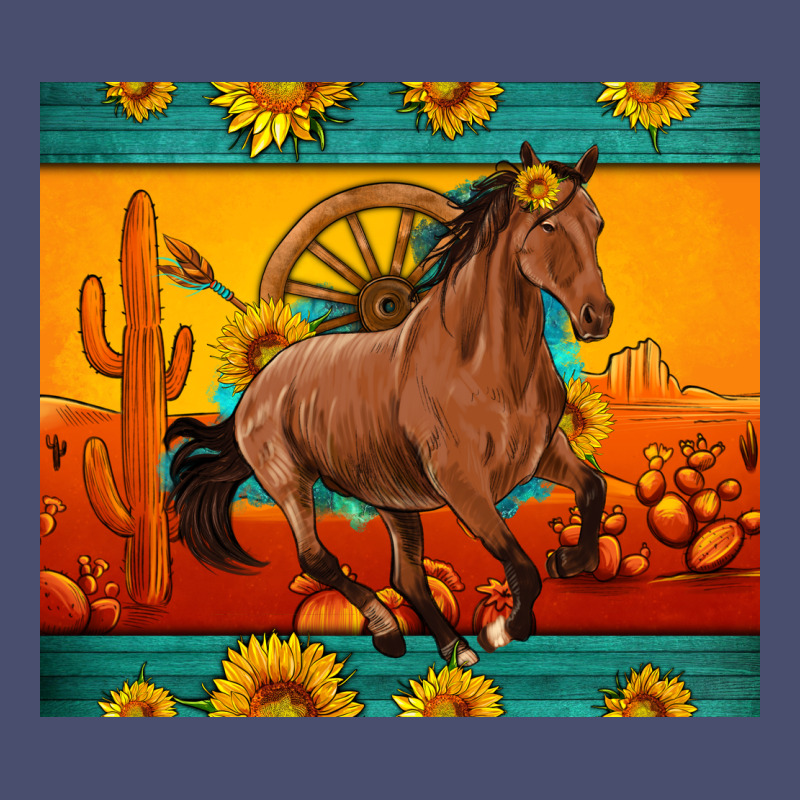 Western Sunset Galloping Horse Sunflower Vintage Tee by Artiststas | Teevron