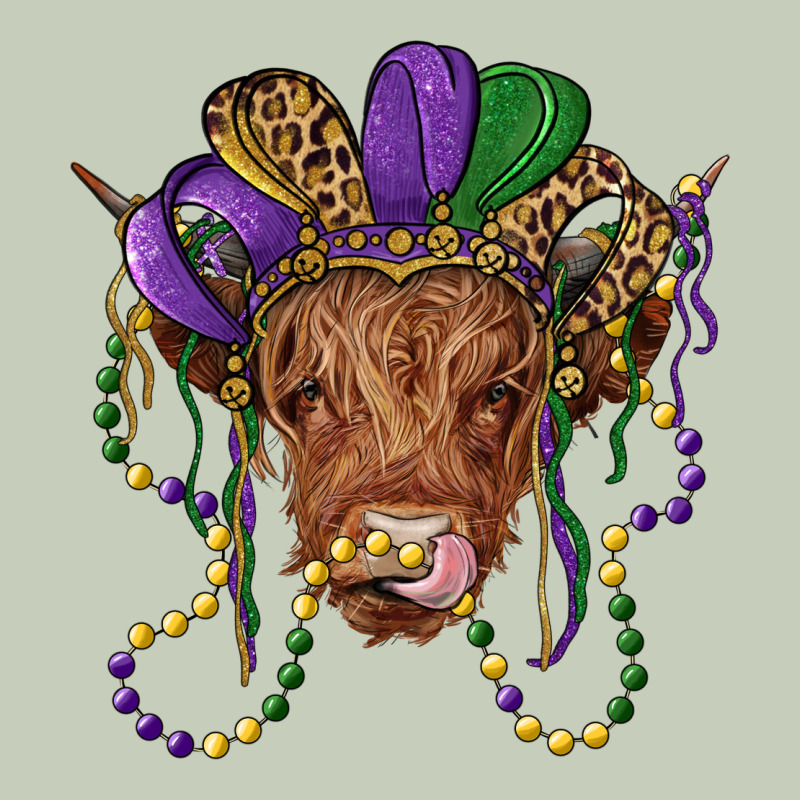 Highland Cow With Mardi Gras Hat Ladies Tee by RanaPortraitStore | Teevron