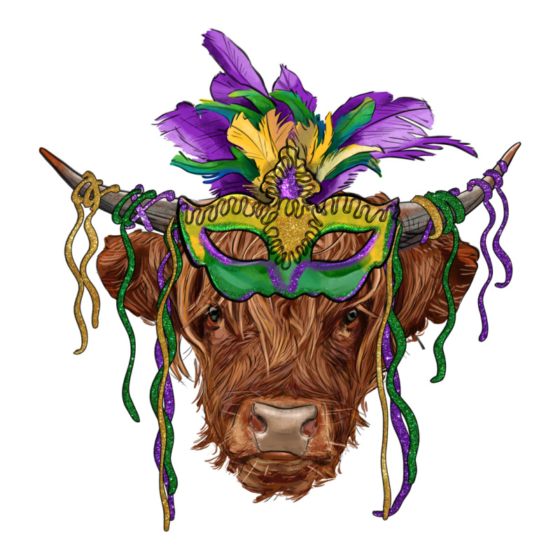 Mardi Gras Mask Highland Cow Ladies Tee by RanaPortraitStore | Teevron