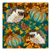 hedgehog and pumpkins seamless pattern | Teevron