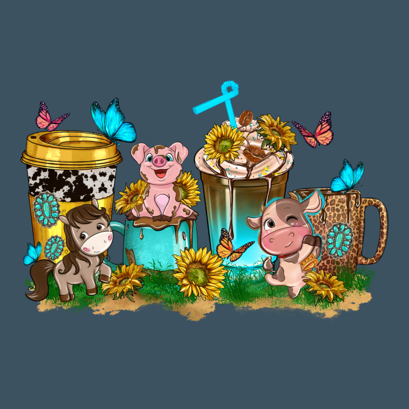 Farm Cute Animals With Sunflower Coffee Cups Urban Heavy Tee by NancyCooperArtShop | Teevron