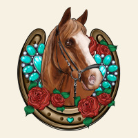 Western Horseshoe Horse Roses Gemstone Vintage Tee | Teevron