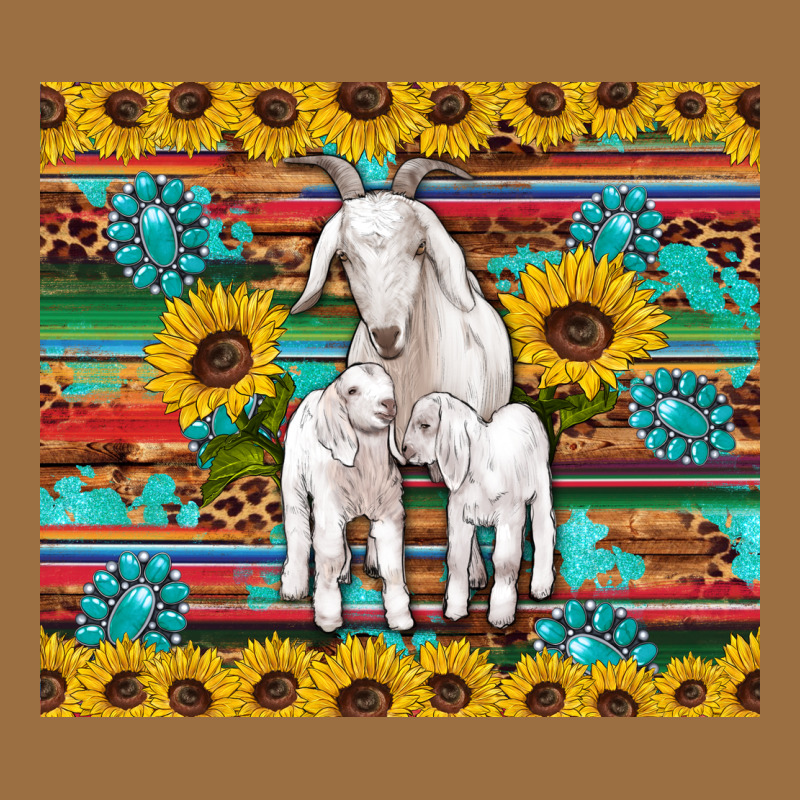 Goats Mom And Baby Sunflowers Gemstones Serape Leopard Glitter Wooden Vintage Tee by Artiststas | Teevron