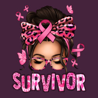 Breast Cancer Survivor Afro Messy Bun Premium Tee | Teevron