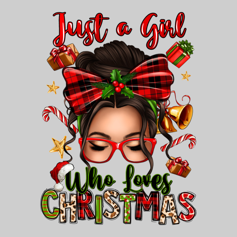 Just A Girl Who Loves Christmas Afro Messy Bun Premium Tee by texasbilliewilder | Teevron