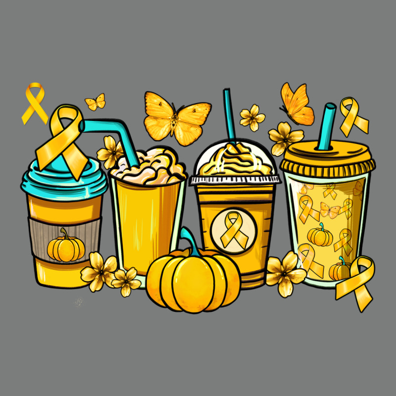 Childhood Cancer Coffee Cups Yellow Ribbon Premium Hoodie by NancyCooperArtShop | Teevron
