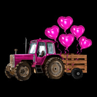 Valentine's Day Pink Tractor With Pin Heart Balloons Ladies Tee | Teevron