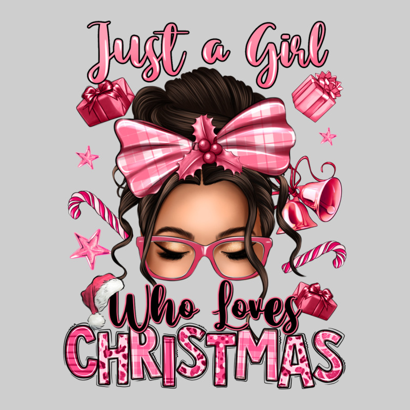 Just A Girl Who Loves Pink Christmas Messy Bun Premium Tee by texasbilliewilder | Teevron