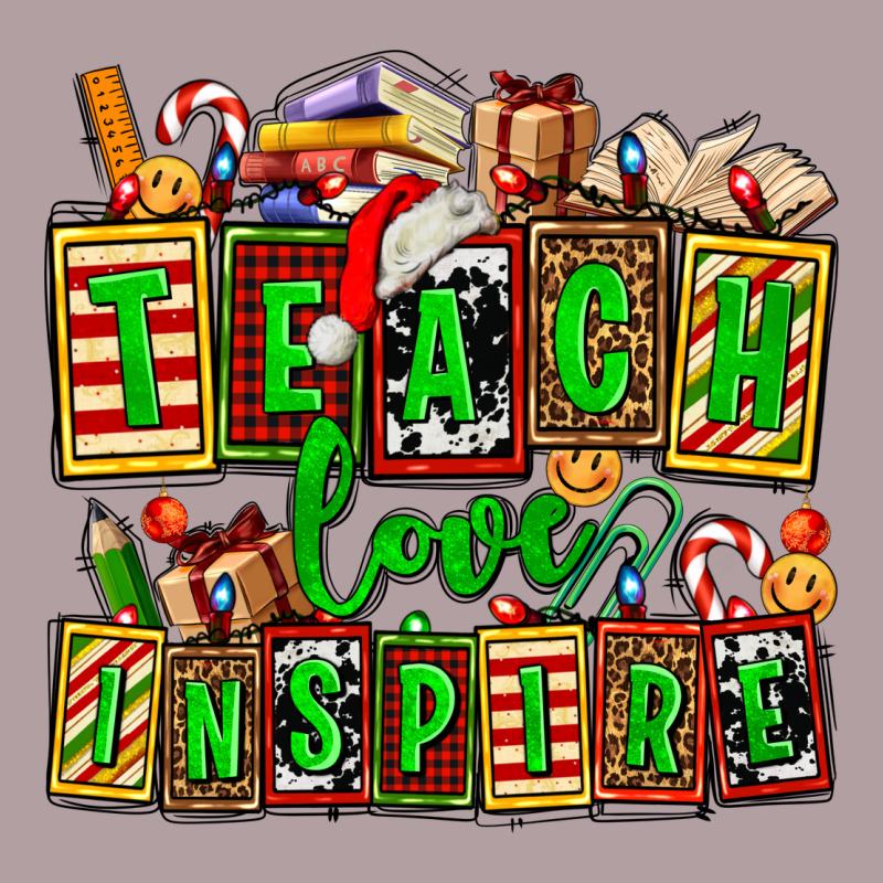 Teach Love Inspire With Christmas And Teacher Elements Vintage Hoodie by AdoDesignShop | Teevron