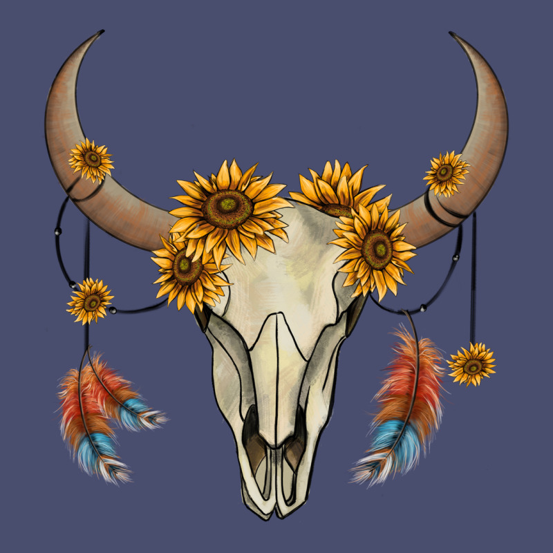 Bull Skull Sunflowers And Feathers Vintage Tee by AdoDesignShop | Teevron