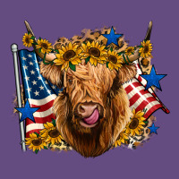 4th Of July Shaggy Cow Leopard Background Vintage Hoodie | Teevron
