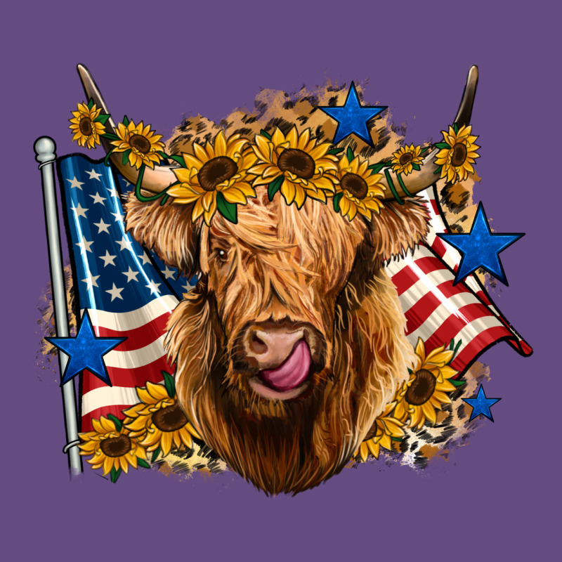 4th Of July Shaggy Cow Leopard Background Vintage Hoodie by Jasminsmagicworld | Teevron