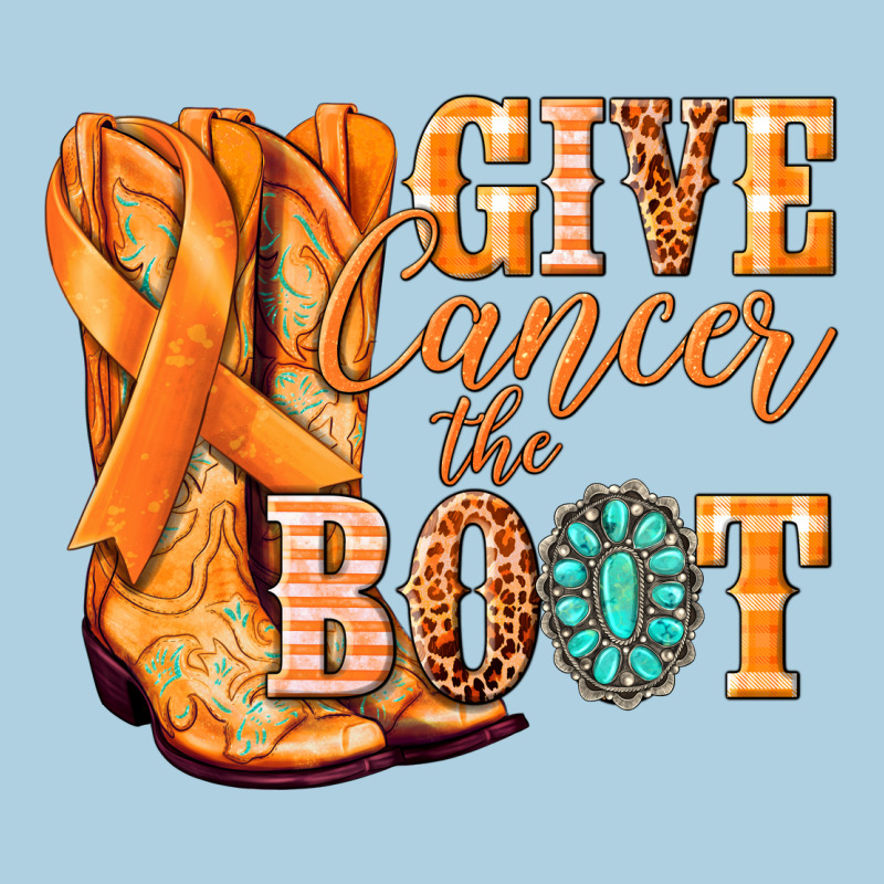 Give Cancer The Boot Kidney Cancer Orange Ribbon Premium Hoodie by NancyCooperArtShop | Teevron