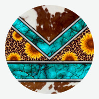 Turquoise Cowhide Leopard Sunflowers Round Urban Heavy Tee | Teevron