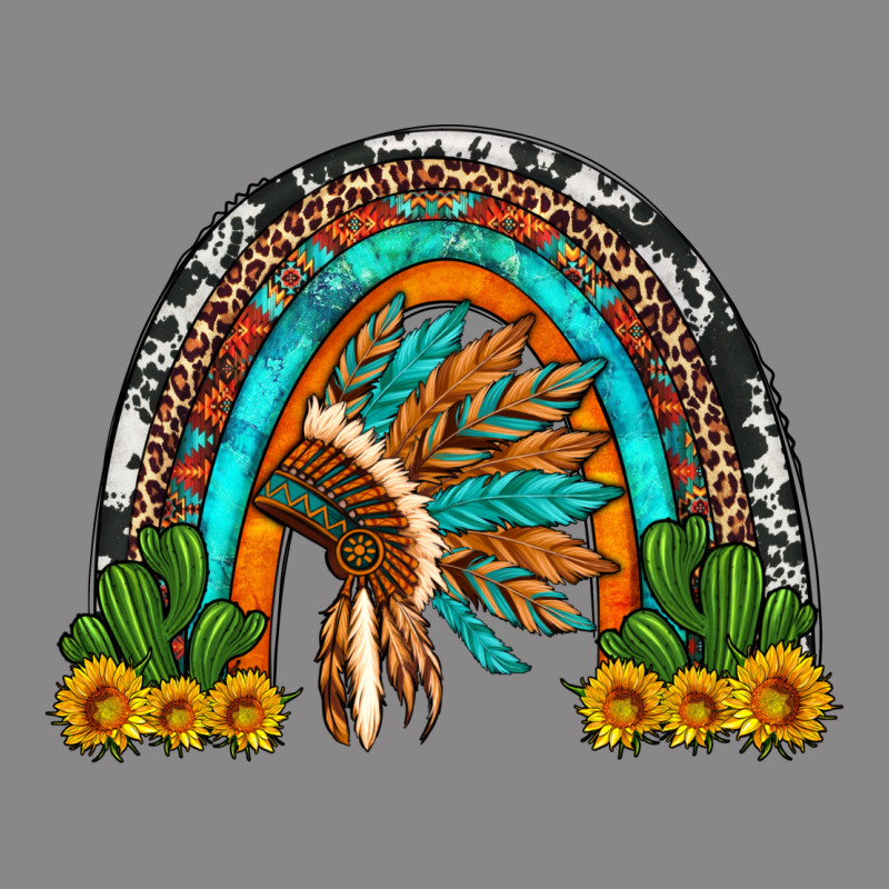 Indian Headdress Cactus And Sunflowers Rainbow Vintage Tee by Artiststas | Teevron