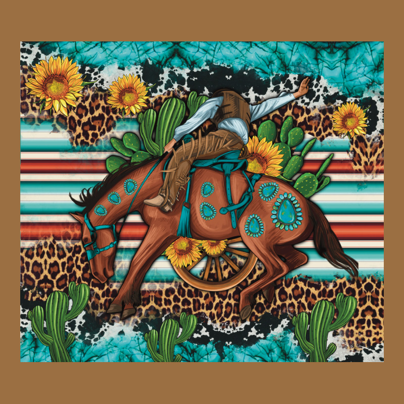 Bucking Bronco Cowboy Rodeo Cactus And Sunflowers Vintage Tee by Artiststas | Teevron