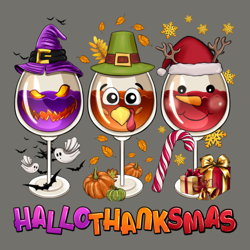 Hallothanksmas Wine Glasses Premium Hoodie by NancyCooperArtShop | Teevron