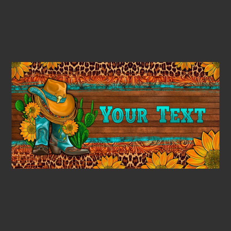 (preview)custom Cowboy Boots Sunflowers And Cactus License Plate Urban Heavy Tee by Artiststas | Teevron