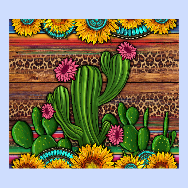 Sunflowers Turquoise Serape Cactus Tumbler Urban Heavy Tee by Artiststas | Teevron
