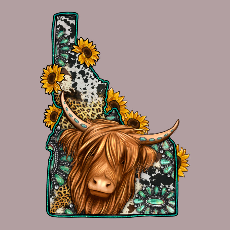 Idaho Map Long Haired Cow Vintage Hoodie by Jasminsmagicworld | Teevron
