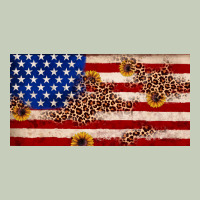 American Flag Leopard Sunflower Long Sleeve Tee | Teevron