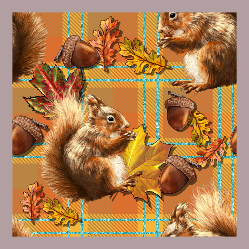 Fall Squirrel And Plaid Seamless Vintage Hoodie by BundleAndBundleShop | Teevron