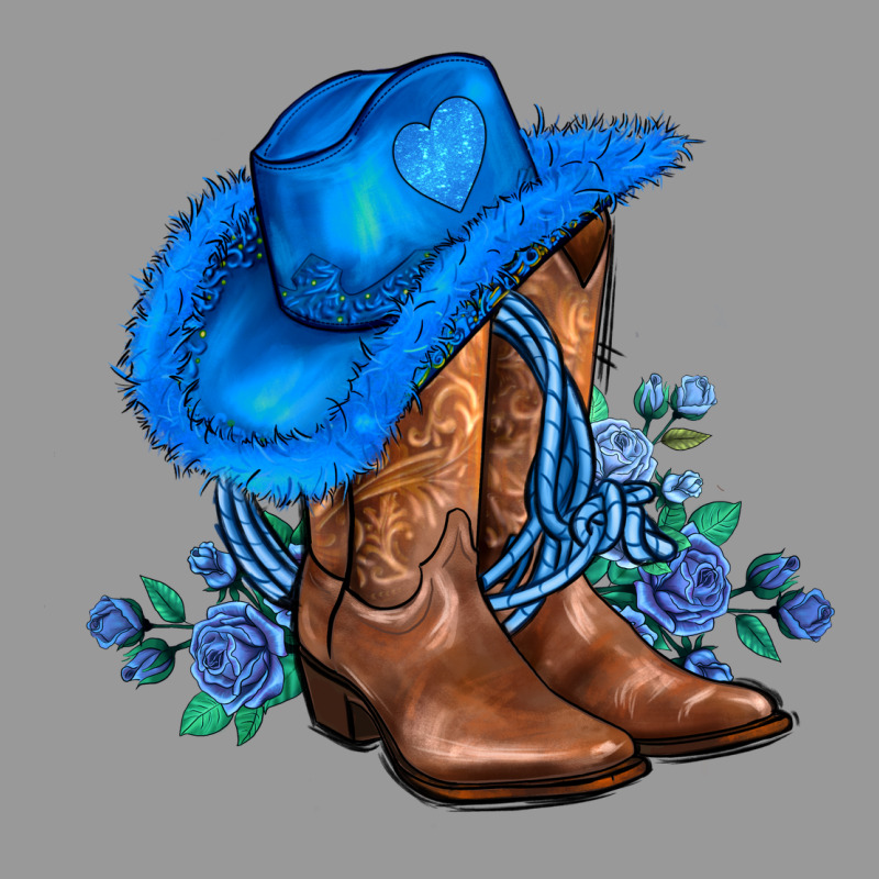 Valentines Day Blue Boots Cowgirl Hat And Roses Vintage Hoodie by AdoDesignShop | Teevron